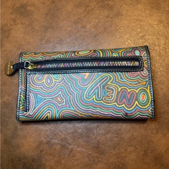 EUC Dooney & Bourke Multicolor Rainbow Pattern Leather Wallet - Picture 3 of 15